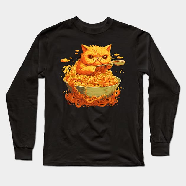 Feline Ramen Long Sleeve T-Shirt by OscarVanHendrix